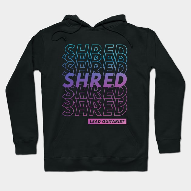 Shred Lead Guitarist Repeated Text Purple Gradient Hoodie by nightsworthy